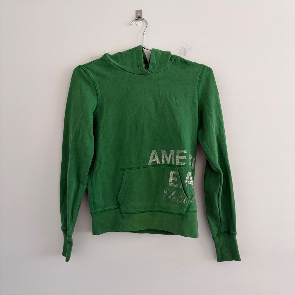 American Eagle Outfitters Green Graphic Fleece Hoodie XS